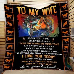 To My Wife I Love You Deeply Blanket Th0907 Quilt and Home Decor