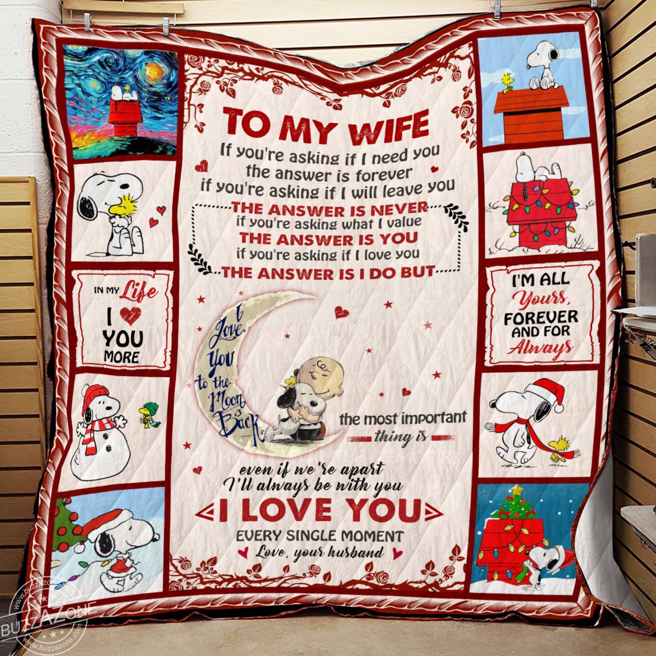 To My Wife Quilt Snoopy Nh and Home Decor