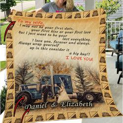 To My Wife Trucker Customized Name Image Quilt and Home Decor