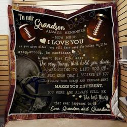 To Our Football Grandson Hur Quilt jv and Home Decor