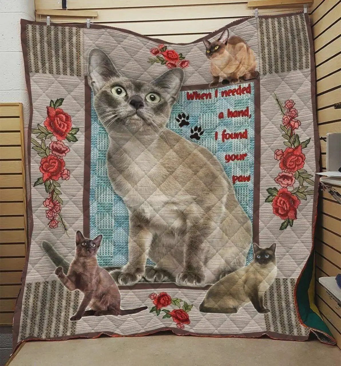 Tonkinese Cat I Found Your Paw Quilt Blanket Great Customized Gifts For Birthday Christmas Thanksgiving and Home Decor