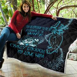 Tough Enough To Be An Asshole Wife Skull Husband And Wife Quilt Great Customized Gifts For Birthday Christmas Thanksgiving MotherS Day and Home Decor