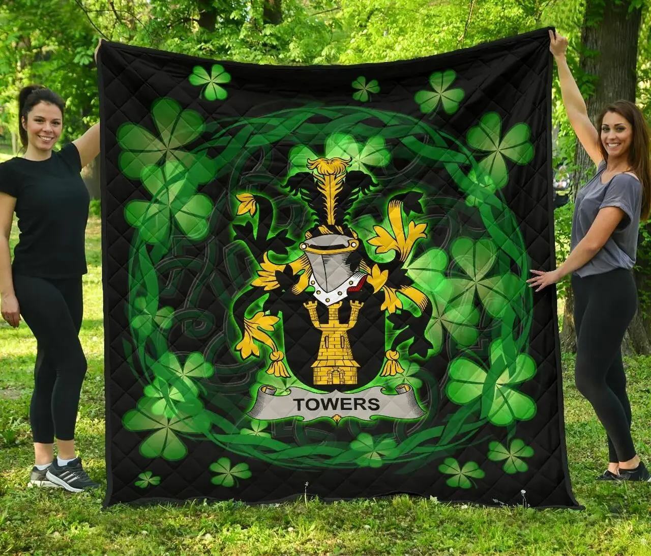 Towers Ireland Irish Celtic Shamrock Knot Circle JFJ13884 3D Customized Quilt 2707 and Home Decor