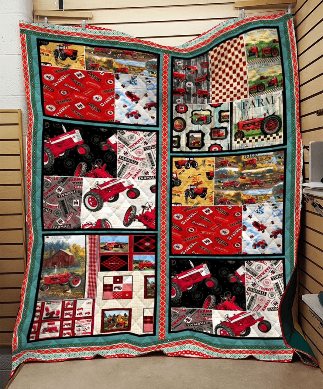 Tractor Cartoon Farmer Quilt Ifd and Home Decor