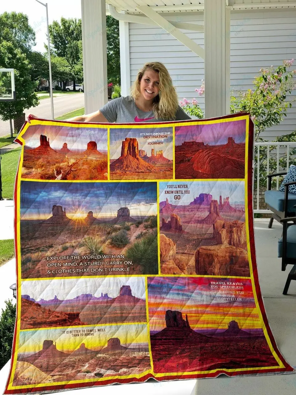 Travelling To Monument Valley Quilt Blanket and Home Decor