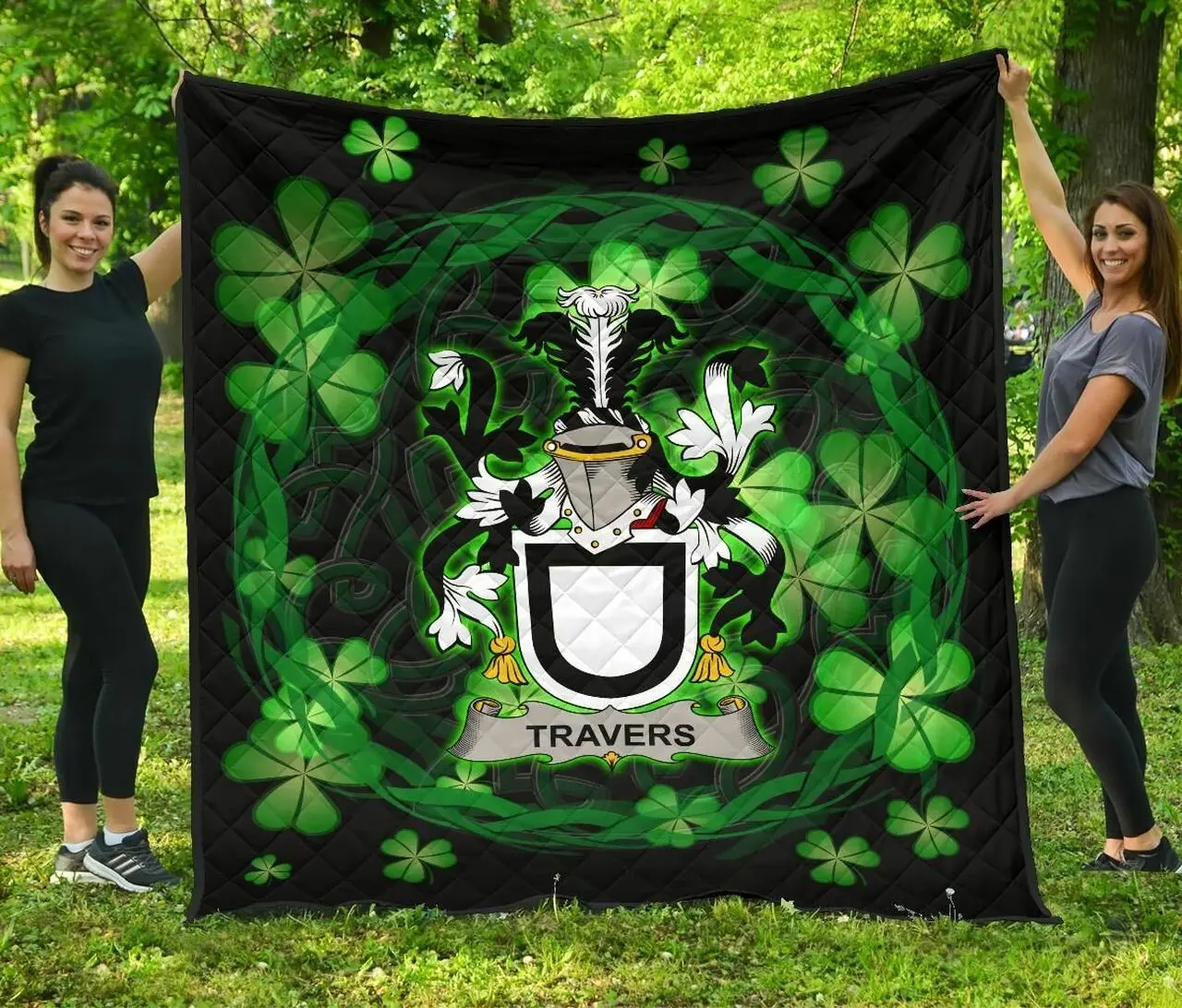 Travers Ireland Irish Celtic Shamrock Knot Circle JFJ13929 3D Customized Quilt 2707 and Home Decor