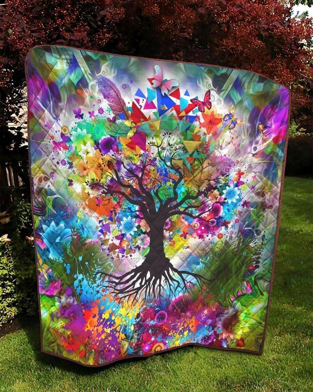 Tree Of Life Colorful Ah Quilt Derqve and Home Decor