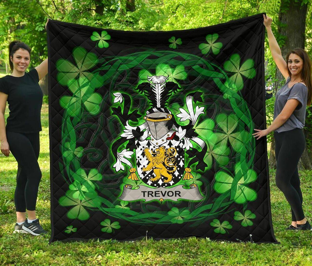 Trevor Ireland Irish Celtic Shamrock Knot Circle JFJ14018 3D Customized Quilt 2707 and Home Decor