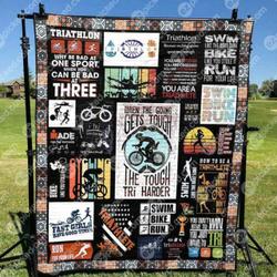 Triathlete Girl Tries Harder Quilt Blanket Ynt9  Quilt and Home Decor