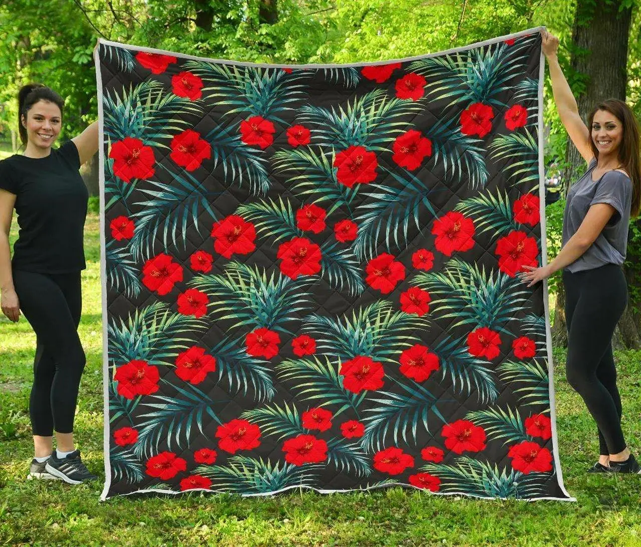 Tropical Hibiscus Leaves Cl17100631Mdq Quilt Blanket and Home Decor