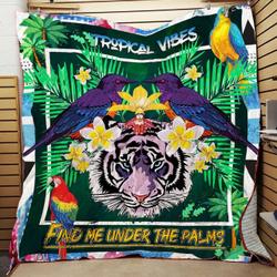 Tropical Vibes Find Me Under The Palms Quilt Blanket Great Customized Blanket Gifts For Birthday Christmas Thanksgiving and Home Decor