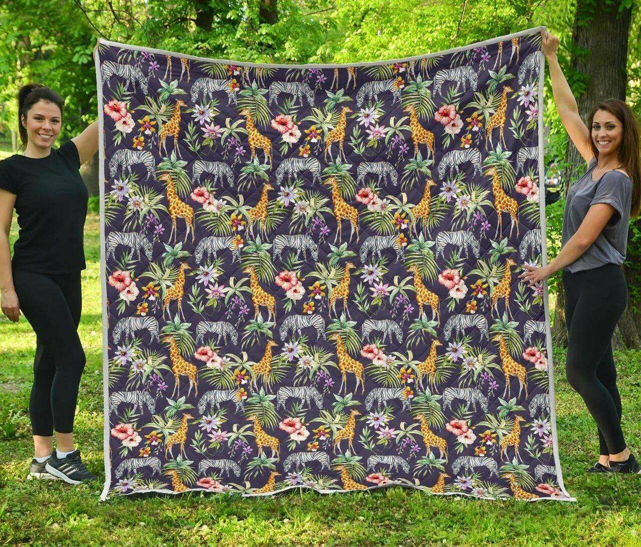 Tropical Zebra Giraffe Cl17100640Mdq Quilt Blanket and Home Decor