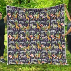 Tropical Zebra Giraffe Cl17100640Mdq Quilt Blanket and Home Decor