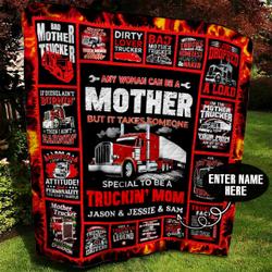 Trucker Mother Personalized Quilt Blanket Bbb050660Sm and Home Decor