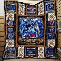 Truckers Are The Backbone Of America Quilt Blanket and Home Decor
