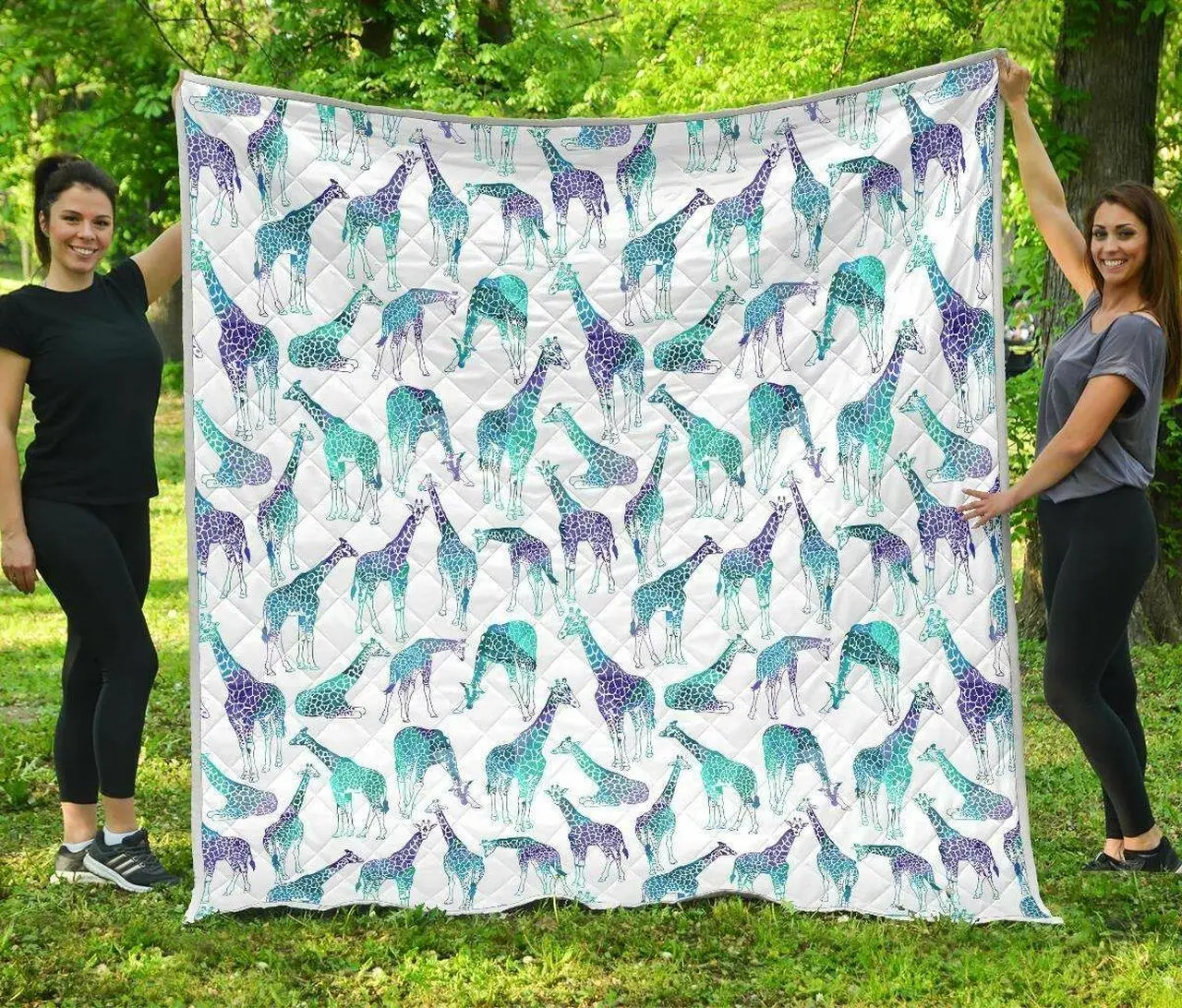 Turquoise Giraffe Cl17100645Mdq Quilt Blanket and Home Decor