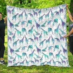 Turquoise Giraffe Cl17100645Mdq Quilt Blanket and Home Decor
