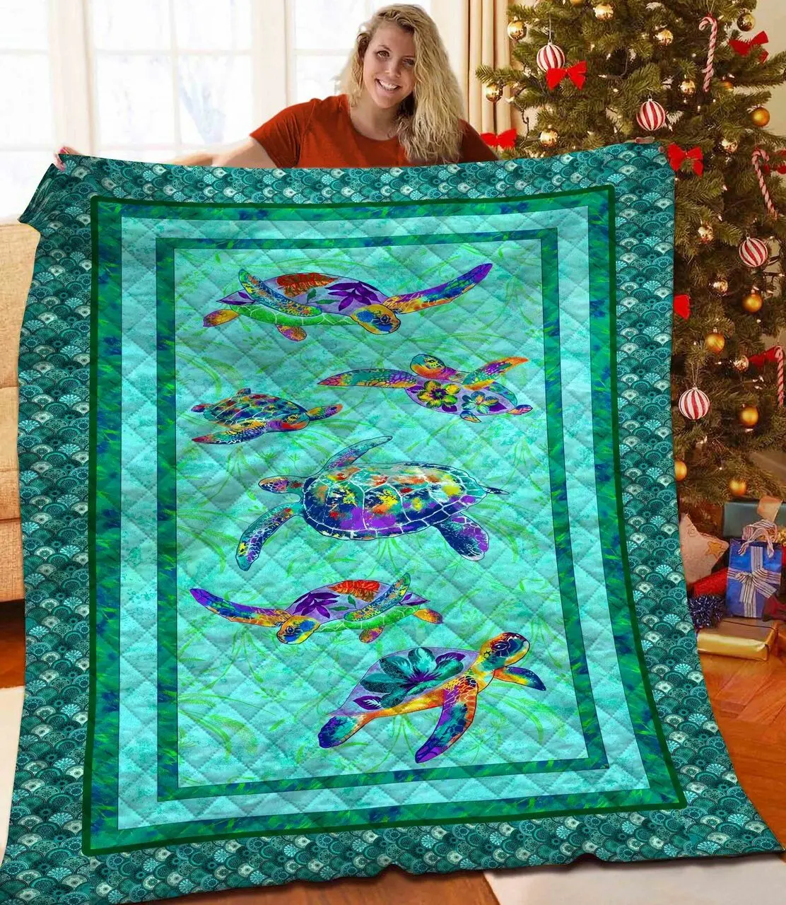 Turtle Blaket JFJ14265 3D Customized Quilt 2707 and Home Decor
