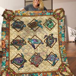 Turtle Hippie JFJ14106 3D Customized Quilt 2707 and Home Decor