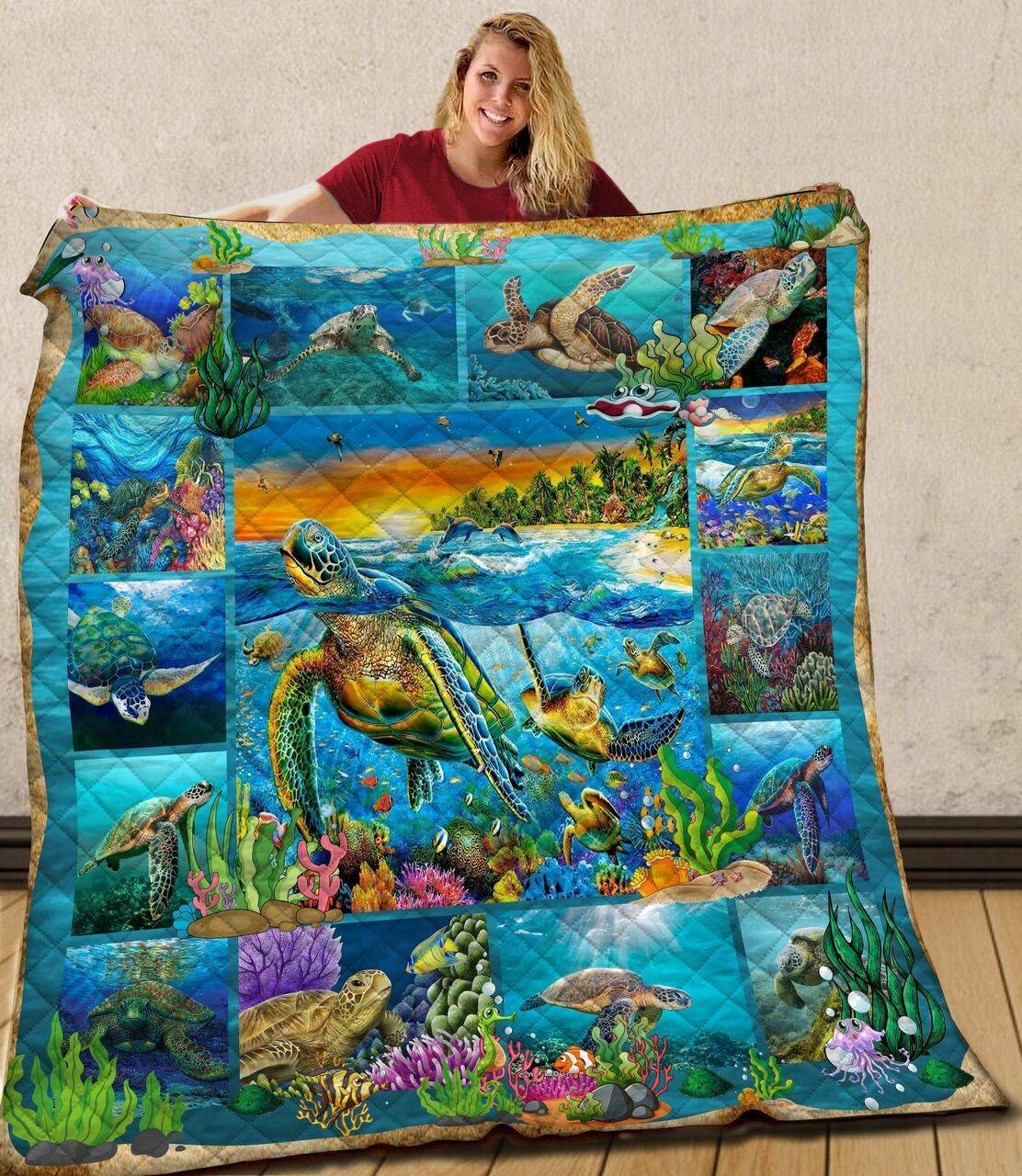 Turtle JFJ14220 3D Customized Quilt 2707 and Home Decor