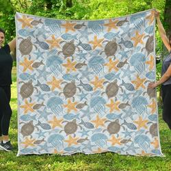 Turtle Polynesian Jellyfish GS-CL-ML0301 3D Customized Quilt and Home Decor