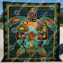 Turtle Totem Quilt Blanket Hn57  Quilt and Home Decor