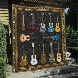 Ukulele Musical Instrument Quilt Blanket Great Customized Blanket Gifts For Birthday Christmas Thanksgiving and Home Decor