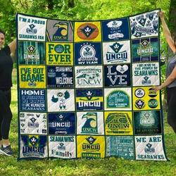 Unc Wilmington Seahawks 2 Quilt Blanket and Home Decor