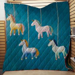 Unicorn Friends Ornament Quilt and Home Decor