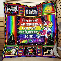 Unicorn I Am Brave I Am Bruised I Am Who I Am Meant To Be This Is Me Quilt Blanket Great Customized Blanket Gifts For Birthday Christmas Thanksgiving and Home Decor