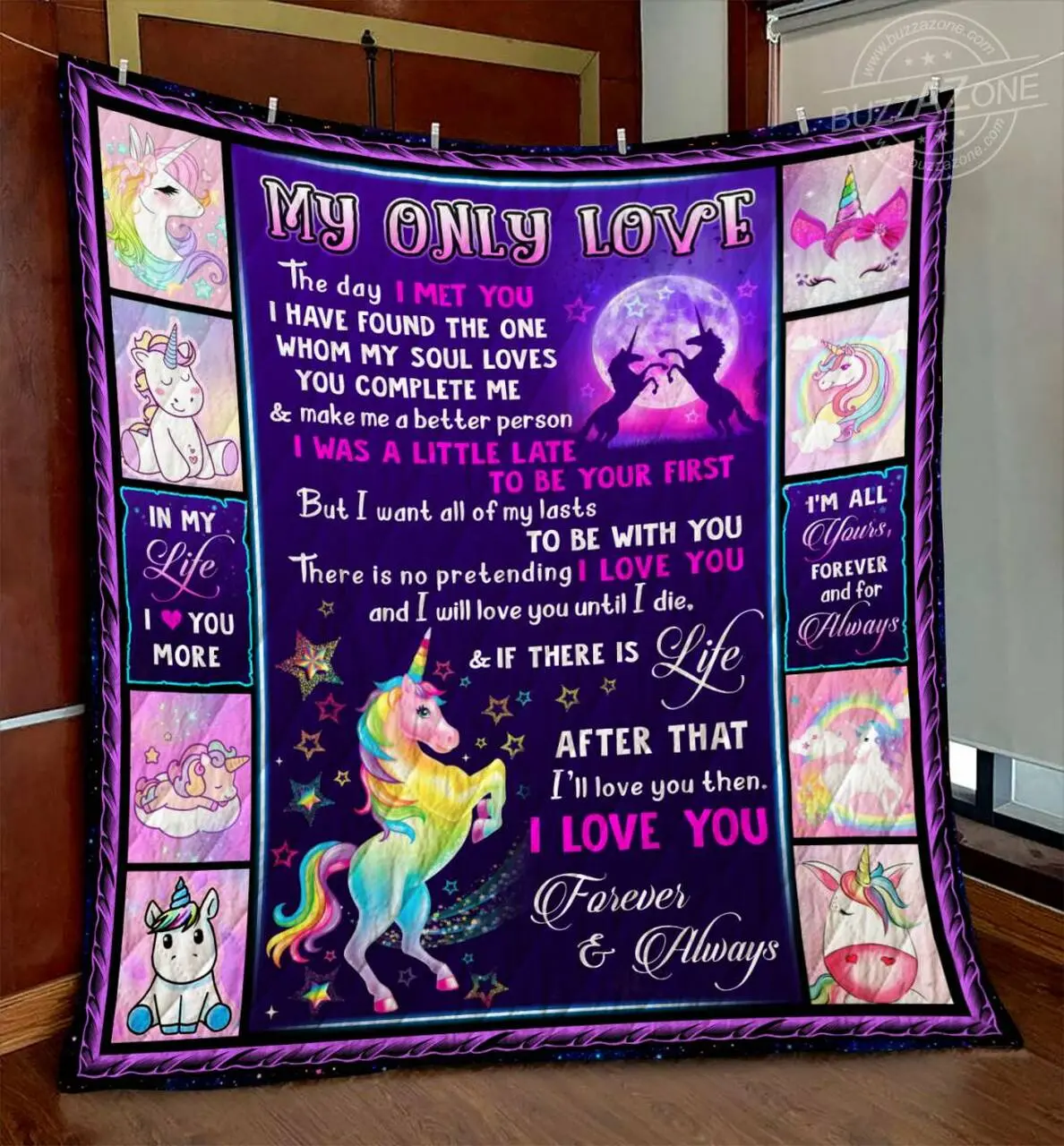 Unicorn My Love All Of My Lasts Quilt Gg and Home Decor