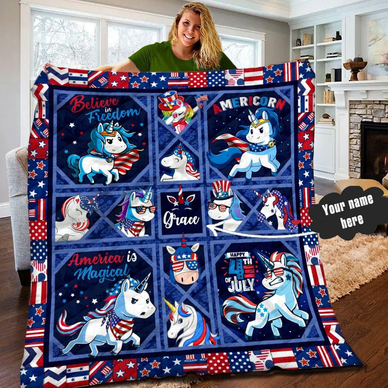 Unicorn Personalized Quilt Blanket LML150603DT and Home Decor