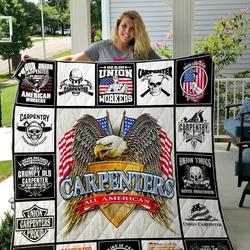Union Carpenter Quilt Blanket Great Customized Gifts For Birthday Christmas Thanksgiving Perfect Gifts For Carpenter and Home Decor
