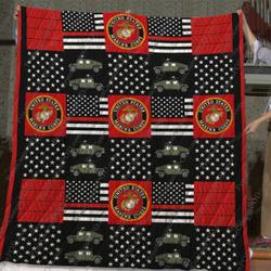 United Statesmarine Corps Symbol Quilt Blanket Great Customized Gifts For Birthday Christmas Thanksgiving Perfect Gifts For Usmc and Home Decor