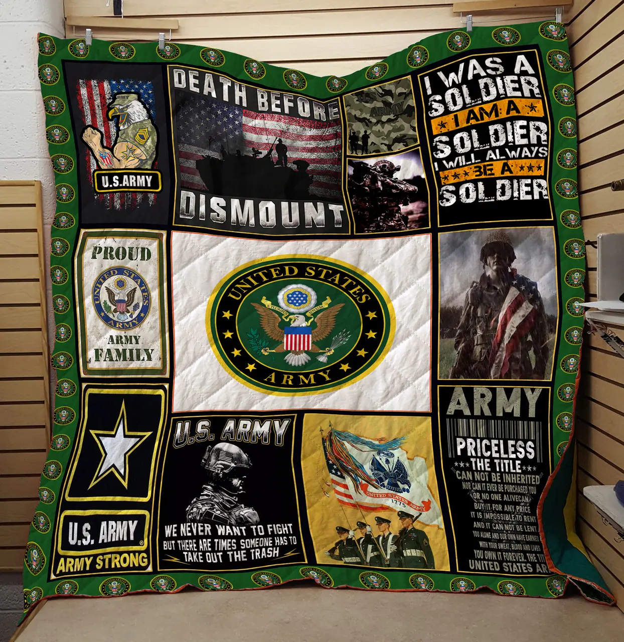 US Army 2 Veteran Quilt and Home Decor
