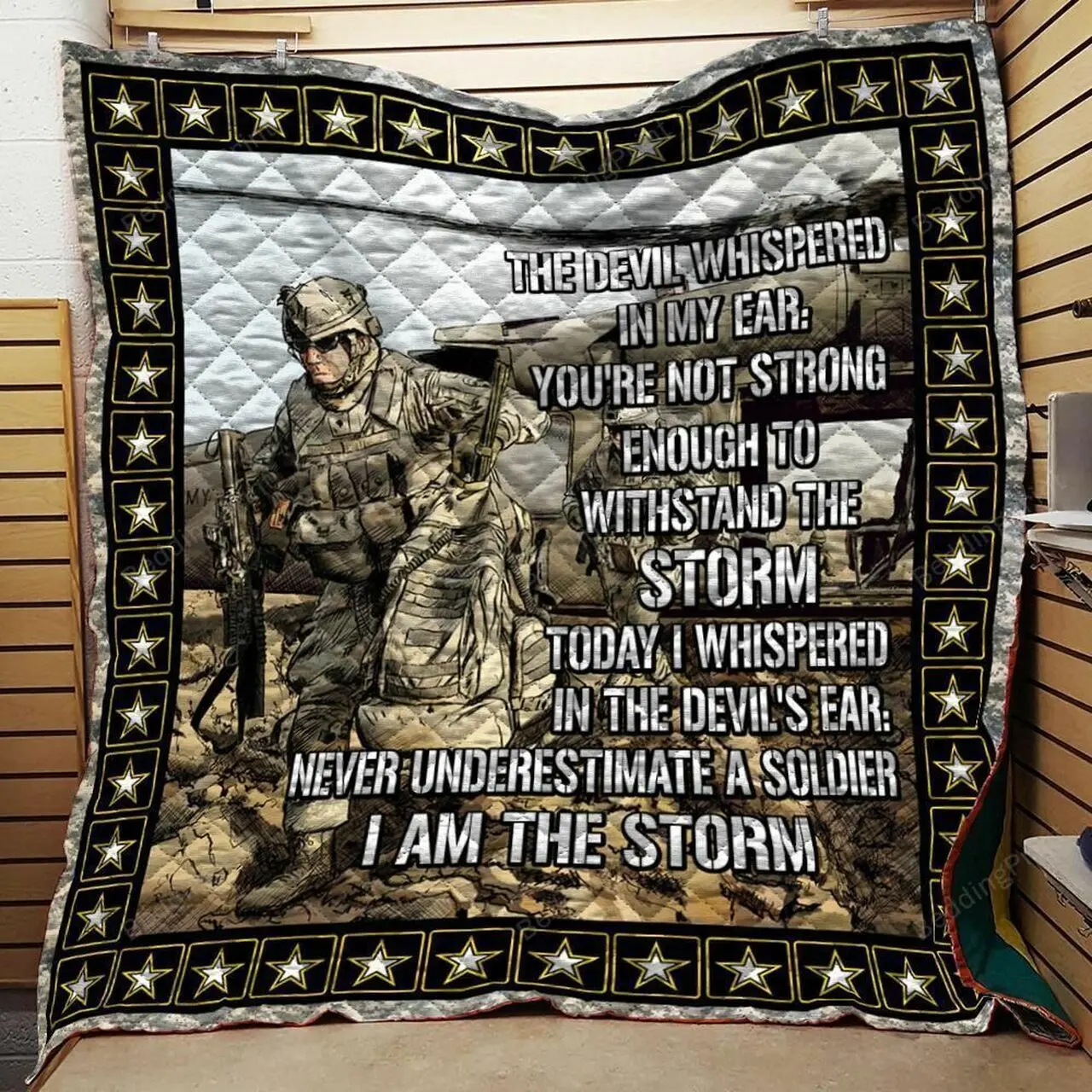 Us Army Never Underestimate A Soldier I Am The Storm Quilt Blanket Great Customized Blanket Gifts For Birthday Christmas Thanksgiving and Home Decor