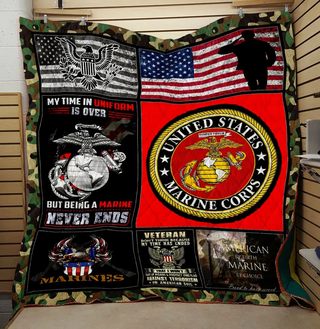Us Marine Corps 2 Veteran Quilt and Home Decor