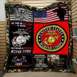 Us Marine Corps 2 Veteran Quilt and Home Decor