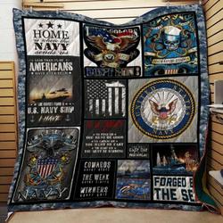 Us Navy Veteran Home Is Where The Navy Sends Us Quilt Blanket Great Customized Gifts For Birthday Christmas Thanksgiving Perfect Gifts For Veteran and Home Decor