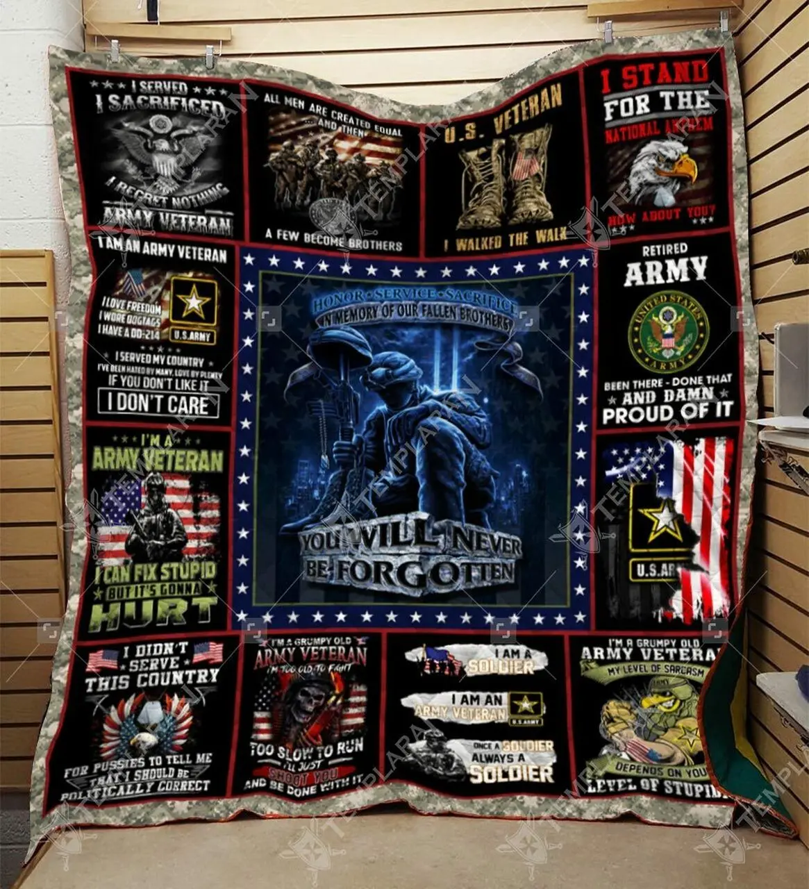 Veteran Blanket 3D Printing Ntt-Qvk01 Quilt and Home Decor