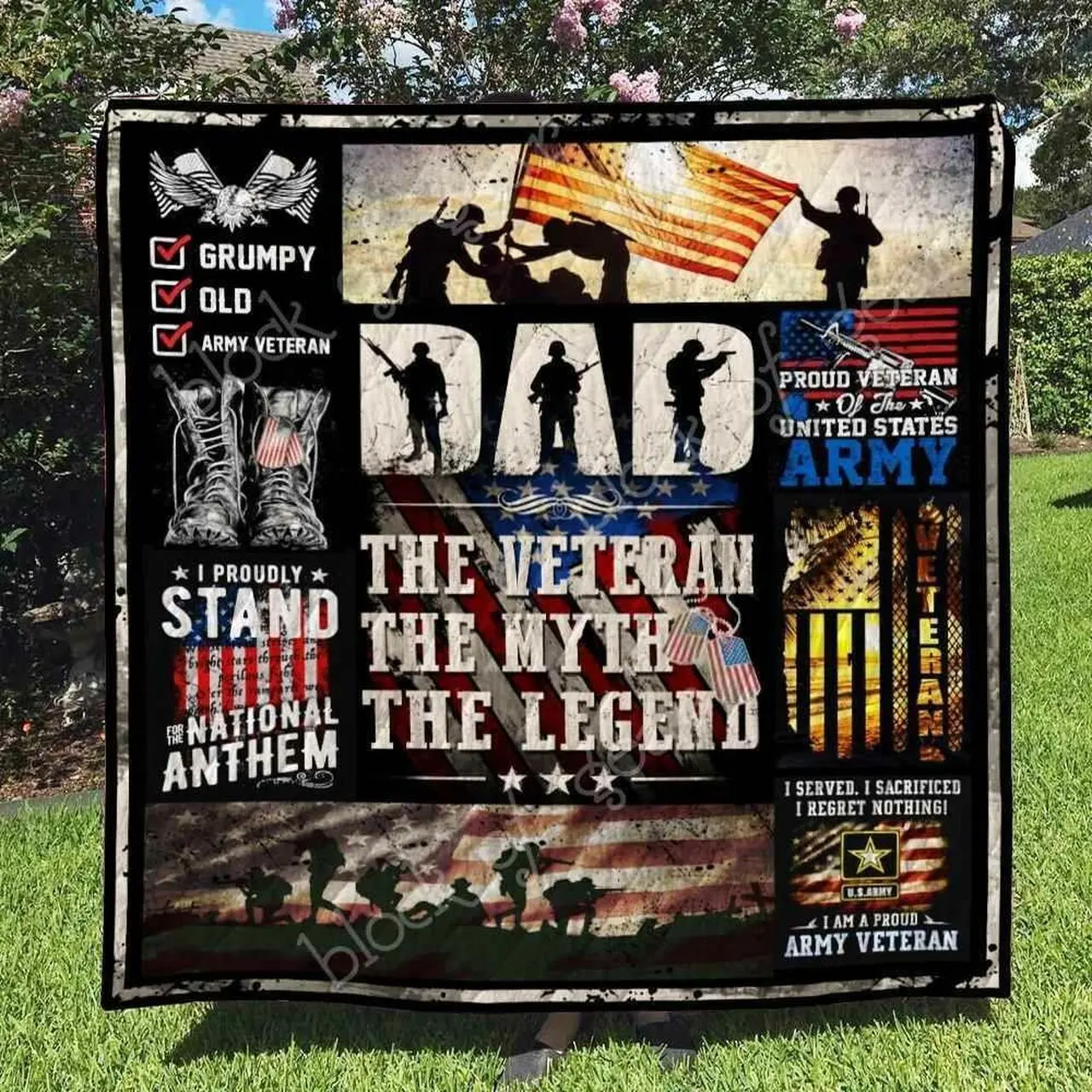 Veteran Dad Blanket Kc1307 Quilt and Home Decor