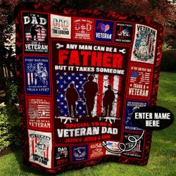 Veteran Dad Personalized Quilt Blanket Bbb110622Sm and Home Decor