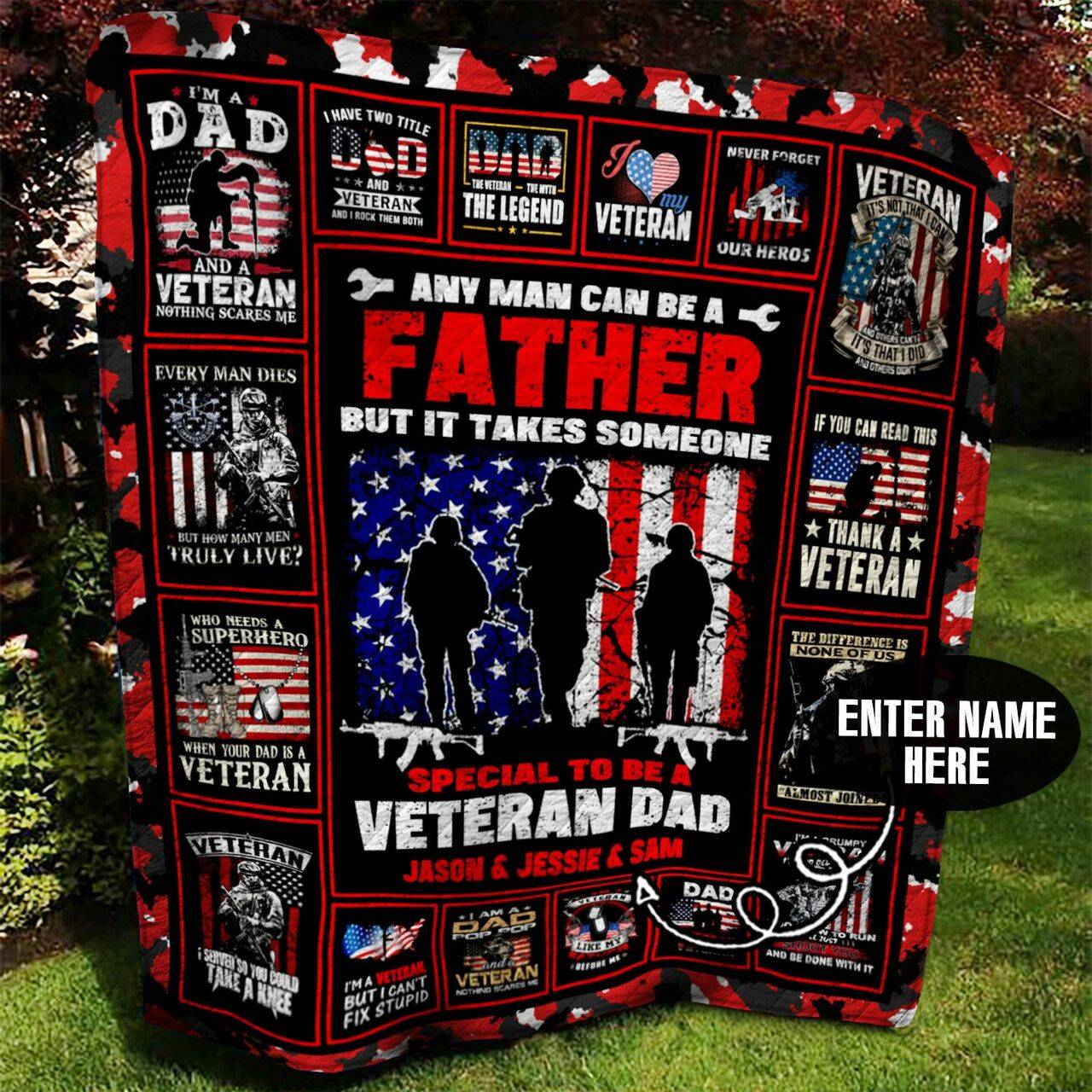 Veteran Dad Personalized Quilt Blanket Bbb110623Sm and Home Decor