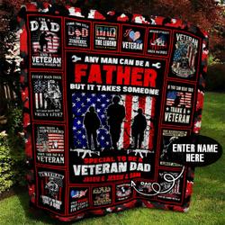 Veteran Dad Personalized Quilt Blanket Bbb110623Sm and Home Decor