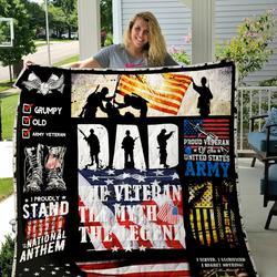 Veteran Dad Theme I Served I Sacrificed I Regret Nothing Quilt Blanket Great Customized Blanket Gifts For Birthday Christmas Thanksgiving and Home Decor