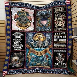 Veteran Sailors Never Die Navy Veteran Quilt Blanket Great Customized Blanket Gifts For Birthday Christmas Thanksgiving and Home Decor