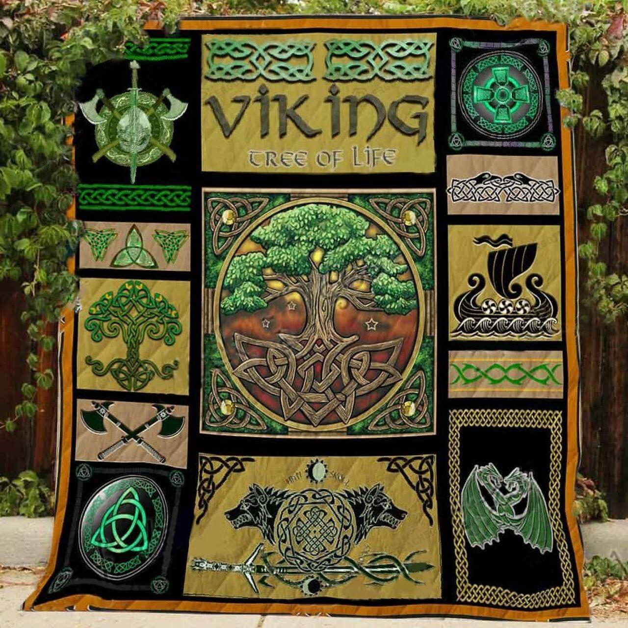 Viking Tree Of Life Quilt Blanket Great Customized Gifts For Birthday Christmas Thanksgiving Perfect Gifts For Tree Of Life Lover and Home Decor
