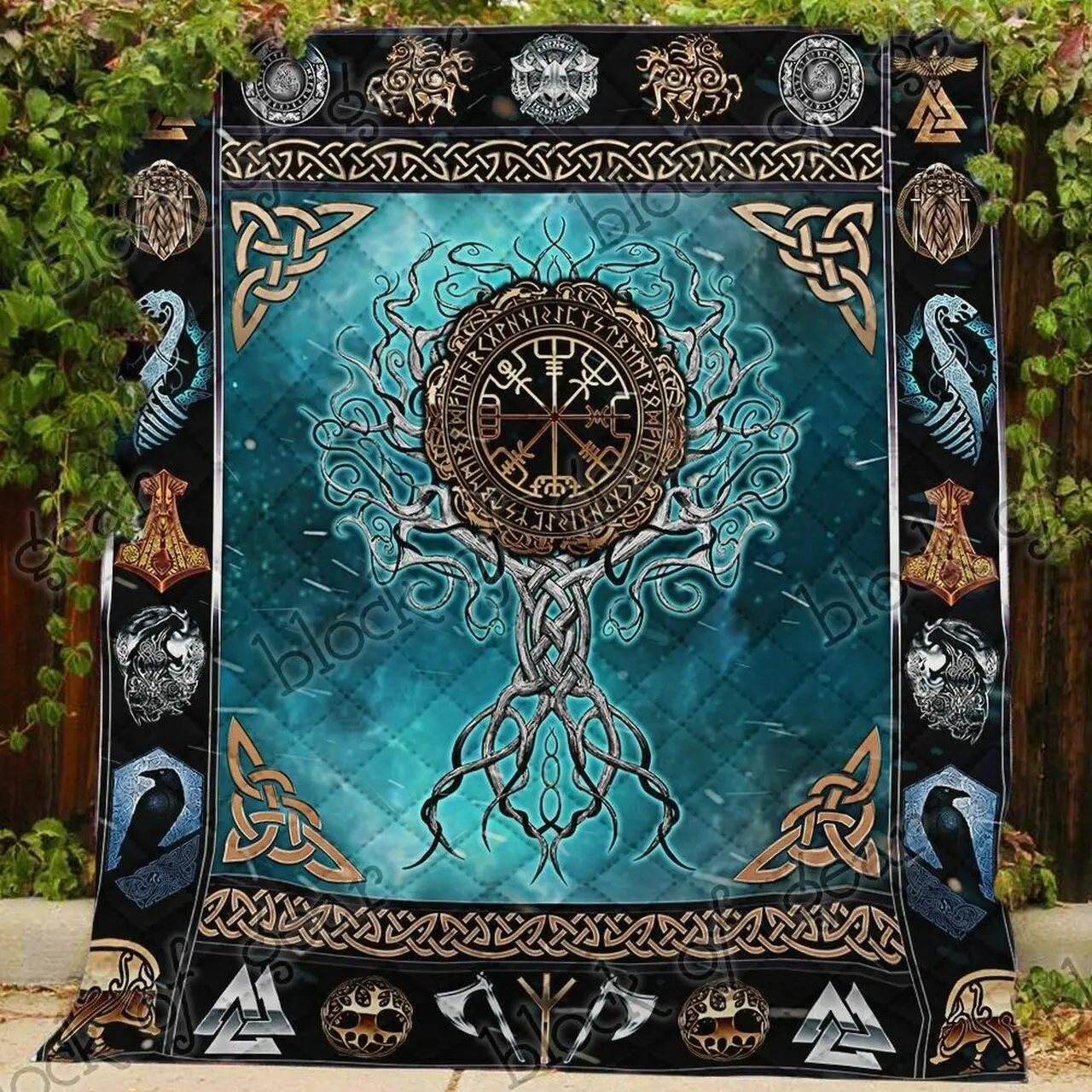 Viking Tree Quilt Blanket Great Customized Gifts For Birthday Christmas Thanksgiving Perfect Gifts For Viking Lover and Home Decor