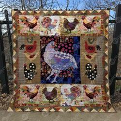 Vintage Chickens Quilt Blanket Yhn2  Quilt and Home Decor