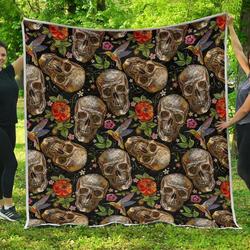 Vintage Skull Cl17100677Mdq Quilt Blanket and Home Decor